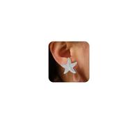 Starfish Shell Stud Earrings for Women Gold Silver Chunky Seashell Drop Dangle Earring Beach Summer Themed Jewelry, Zinc, No Gemstone
