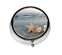 Starfish Shell Sunny BeachMeta Pill Box 3 Compartment Medicine Case,Portable Organizer