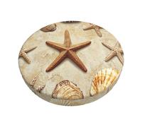 Starfish Shells On The Beach Print Round Bar Chair Cushion Cover Stool Slipcover, Soft Bar Stool Seat Cover For Home Kitchen Dining Cafe Office 14 Inch