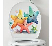 Starfish Star Sea World Flower Toilet Cover Sticker Decals,Spring Flower Leaf Butterfly Waterproof Toilet Lid Tank Seat Decals Cistern Self-Adhesive Bathroom Wall Sticker