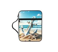 Starfish-Summery-Beach Bible Cover Case with Handle, Water-Resistant Oxford Fabric Bible Bag Organizer with Zipper Pockets for Church