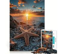 Starfish Sunset Jigsaw Puzzles for Adults 1000 Pieces Pure Logic Toy Stress Free Sharp Cut Santa Wish Item 38x52cm