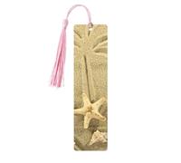 Starfish with Palm Trees Print Reading Page Markers Bookmarks, 5pcs Wood Bookmarks with Tassels, Gifts for Book Lovers