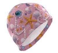 starfishes Pearl Pink Retro Swim Cap for Adult Short Hair Waterproof Swim Cap for Men Hair Protection and Drag Reduction