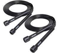 STARFIT Lightweight Jump Rope 2pcs for Fitness and Exercise,Adjustable Jump Ropes with Plastic Handles, Cardio and Endurance Training,Jumping Rope for Workout (Black+Black)