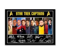 Starfleet Captains A4 Poster with Signatures, Star Trek Collectible Wall Art Print, Captain: Kirk, Picard, Sisko, Janeway, Archer, Lorca, Georgiou, Pike, Commander Burnham