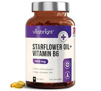 Starflower Oil Capsules 1000mg | 3 Months High GLA Borage with Vitamin B6 | Cold Pressed Star Flower Oil 1000mg Softgels | Vitabright Starflower Supplement High Strength