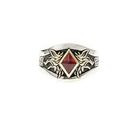 Starforged Space Wolves Leman Russ Wolf King Memorial Ring of Warhammer 40k with Red Agate Gemstone