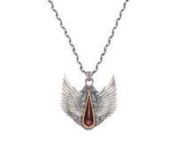Starforged Warhammer 40K Blood Angels Wings Sanguine Pendant Necklace | Winged blood-drop design, red centerpiece, 31 x 30.5 x 3.2 mm, approx. 9 g pendant weight