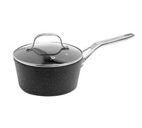 Starfrit The Rock by 2-Quart Saucepan with Glass Lid and Stainess Steel Handle, Black