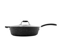 Starfrit The Rock Terra 30cm (12'') Ceramic Non-Stick Deep Fry Pan with Lid - Thick Aluminum Base - PFOA Free - Easy to Clean - Black Marble