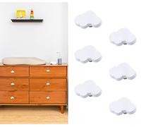 Stargallery 6 Pieces Cute Cartoon Shape Silicone Knobs for Kids Girls Boys Soft Rubber Knobs for Cabinet Drawer Dresser Closets Toy Organizer Box Bookcase for Kids Room (White, Cloud)