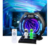 Stargate Northern Lights Projector Plasma Ball Lamp, Astronaut Galaxy Aurora Night Light Projector with White Noise, Music Speaker, Alarm Clock & Remote for Bedroom Gaming Christmas Birthday Gifts