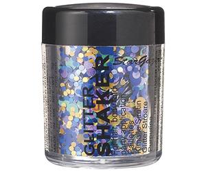 Stargazer Confetti Glitter, Aqua. Cosmetic glitter for use on the eyes, lips, face, body, hair and nails.