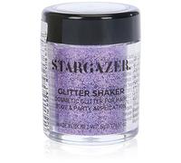 Stargazer Glitter Shaker, Lazer Purple. Cosmetic glitter powder for use on the eyes, lips, face, body, hair and nails.