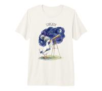 Stargazer Goose Illustration Cozy Night Sky Astronomy Art Premium T-Shirt