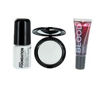 Stargazer Halloween White Liquid Foundation,White Compact Powder & Fake Blood Set