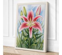 Stargazer Lily Botanical Canvas Wall Art Print 24x16 Inch