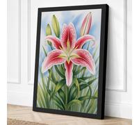 Stargazer Lily Botanical Canvas Wall Art Print 30x20 Inch