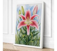 Stargazer Lily Botanical Canvas Wall Art Print 30x20 Inch