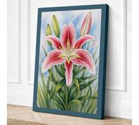 Stargazer Lily Botanical Canvas Wall Art Print 30x20 Inch