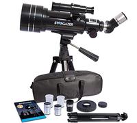 Stargazer Telescope for Adults And Beginners, 70mm Aperture 400mm Refractor Astronomy Telescope with Eyepieces, 3 x Barlow Lens, Adjustable Tripod, Carry Bag. Portable for Moon And Planets