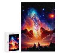 Stargazers in A Cosmic Landscape - Decorative Wooden Puzzle, 300 PCS, Screen-Free Activity - for Quiet Evenings And Focused Play