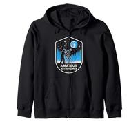 Stargazing Amateur Astronomer Retro Men's Space Astronomy Zip Hoodie
