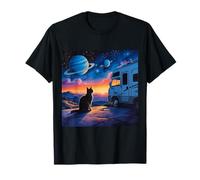 Stargazing Cat on Motorhome Vacation T-Shirt