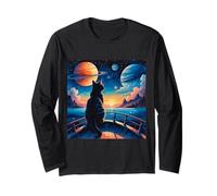 Stargazing Cat on the Water Long Sleeve T-Shirt