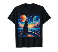 Stargazing Cat on the Water T-Shirt