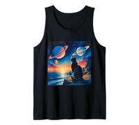 Stargazing Cat Sea Cliff Sunrise on Alien World Artscape Tank Top