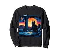 Stargazing Cat Sunset in a Van Sweatshirt
