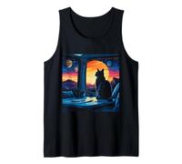 Stargazing Cat Sunset in a Van Tank Top