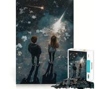 Stargazing Couple Under Shooting Stars 1000 Teenager Pieces Jigsaw Puzzle Brain Challenge Toy Home Activity Clear Cut Heartfelt Gift 38x26cm