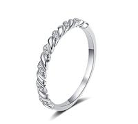 StarGems 0.056ct Moissanite 925 Silver Platinum Plated Twisted Band Ring B4758-0.056ct-P