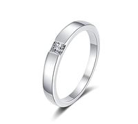 StarGems 0.3ct Moissanite 925 Silver Platinum Plated Princess Cut Band Ring B4456-0.3ct-L