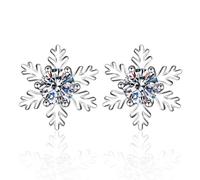 StarGems 0.5ct Moissanite 925 Silver Platinum Plated Snowflake Stud B4674