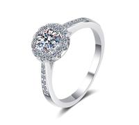 StarGems® Four Prong 0.3-2ct Moissanite 925 Silver Platinum Plated Ring RX095-0.3ct-I 1/2