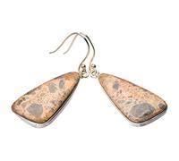 StarGems Natural Brecciated Mookaite Handmade 925 Sterling Silver Earrings 2" D7377