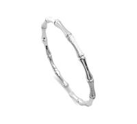 StarGems® Opening Bamboo-shaped Joint Grit Blast Handmade 999 Sterling Silver Bangle Cuff Bracelet For Women Cb0043