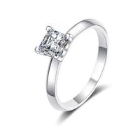 StarGems® Princess Cut Four Prong 1-2ct Moissanite 925 Silver Platinum Plated Ring RX101-1ct princes cut-H 1/2