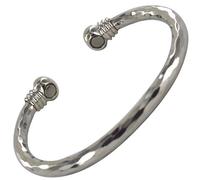 Stargems® Pure Copper Magnetic Bracelet Bangle 2 Magnets Silver 3D Shiny Diamond Cut Design Cuff Wrist Band for Women Ladies Mens + Velvet Gift Pouch!