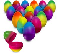 Stargo 16 Pack 3.2” Large Colorful Ombre Easter Eggs Empty - with hinges, Bright Ombre Multicolored, Plastic Easter Eggs Fillable, Eggs for Easter Egg Hunts, Basket Fillers, Party Favor, Surprise Eggs