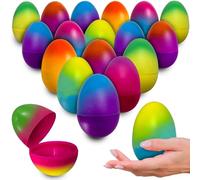 Stargo 50 Pack 3.2” Large Colorful Ombre Easter Eggs Empty - with hinges, Bright Ombre Multicolored, Plastic Easter Eggs Fillable, Eggs for Easter Egg Hunts, Basket Fillers, Party Favor, Surprise Eggs