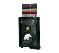 STARHIDE AirTag Wallet: A Sleek, Minimalist Wallet Featuring RFID-Blocking Technology and a Built-in Holder for AirTag, Crafted for Both Men and Women. (Green Crunch)