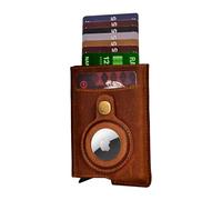 STARHIDE AirTag Wallet for Men & Women - Slim Minimalist Leather Card Holder with Pop-Up Mechanism, RFID Blocking, Built-in AirTag Holder, Premium Pop-Up Card Case (Brown Hunter)
