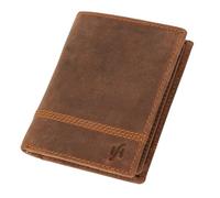 STARHIDE Designer Mens Leather Wallet RFID Safe Contactless Card Blocking ID Protection Card Case Wallets - Top Grain Cow Hunter Leather Gift Boxed Mens Purse #1195 Brown