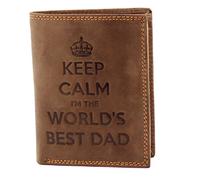 STARHIDE Handmade Brown Distressed Hunter Real Leather Coin Pocket Wallet for Gents (Keep Calm I'm the Worlds Best Dad) 705