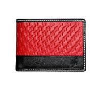 STARHIDE Handmade Wallets for Men UK | Genuine Soft Napap Leather | RFID Blocking Notecase Wallet | Coins and Id Card Holder | Embossed Pattern Wallet 1170 Black/Red (Without Strap)